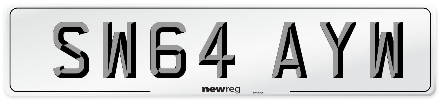 SW64 AYW Number Plate from New Reg